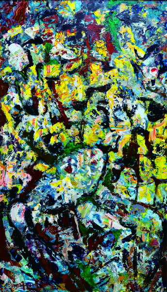 《黄色的掩帘》布面综合颜料 158X90cm 2019